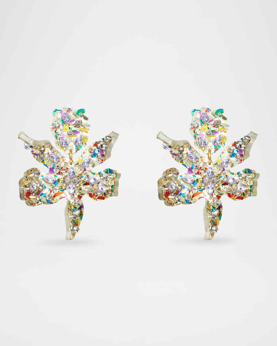 Small Embellished Paper Lily Earrings